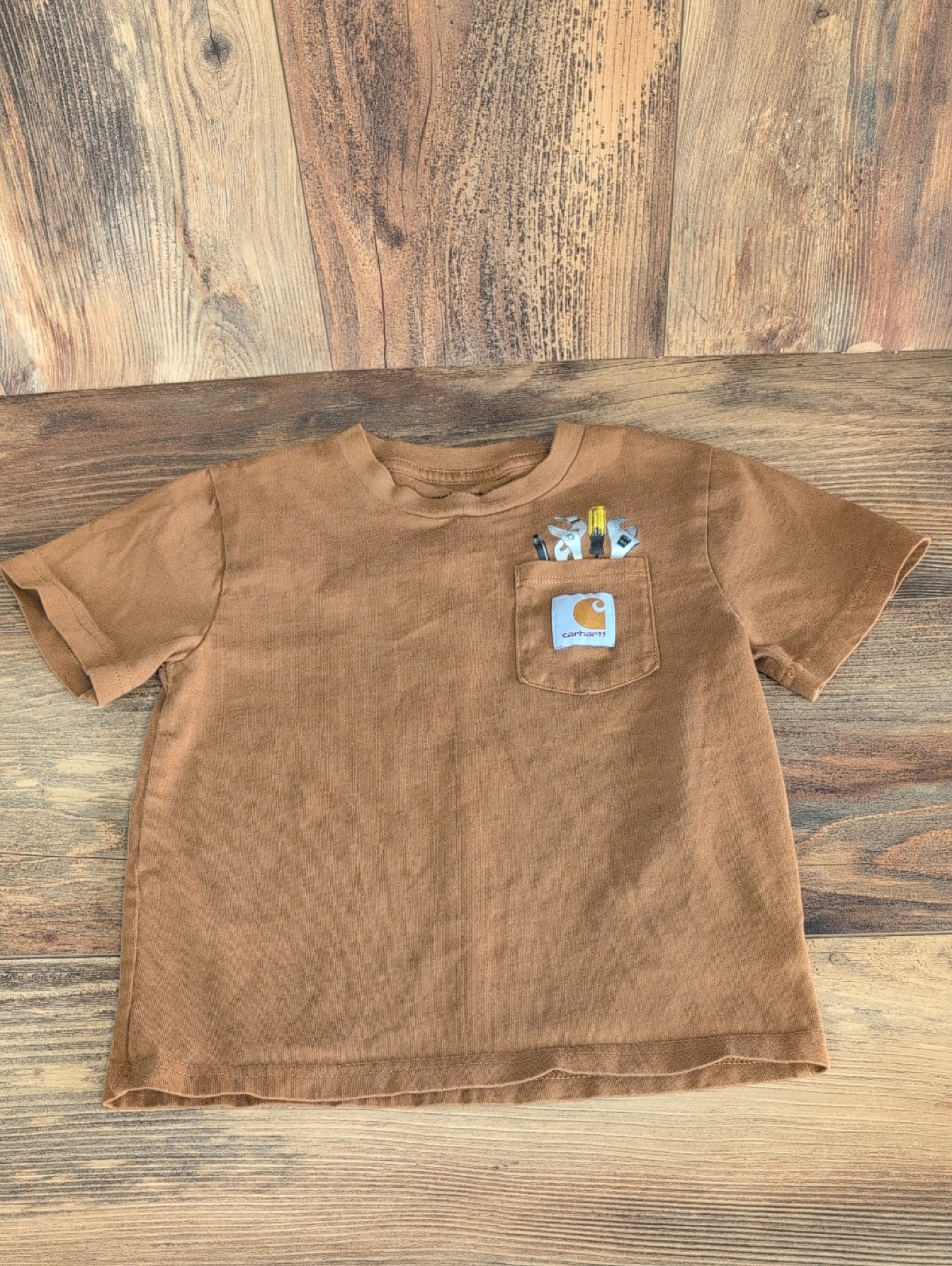 Carhartt Brown ShortSleeve Pocket Tee With Tool Graphic Boys 4 R305